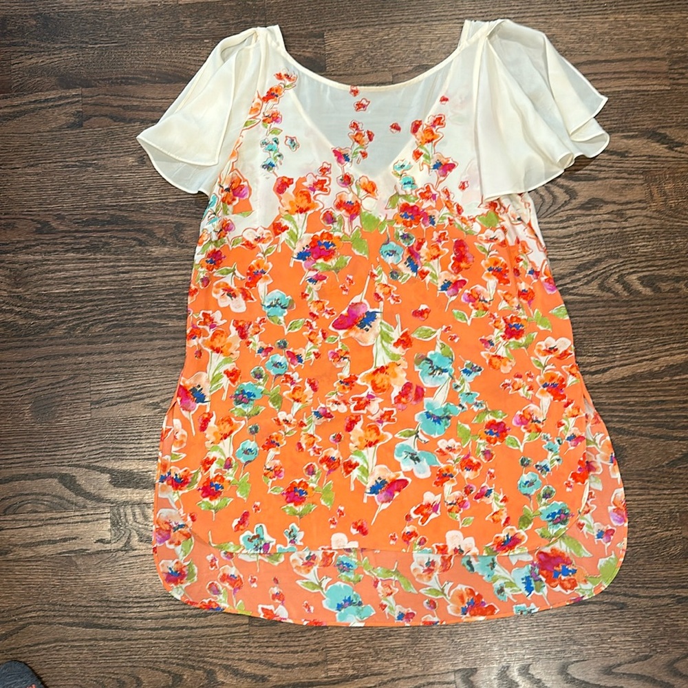 Anthropologie silk flowered top